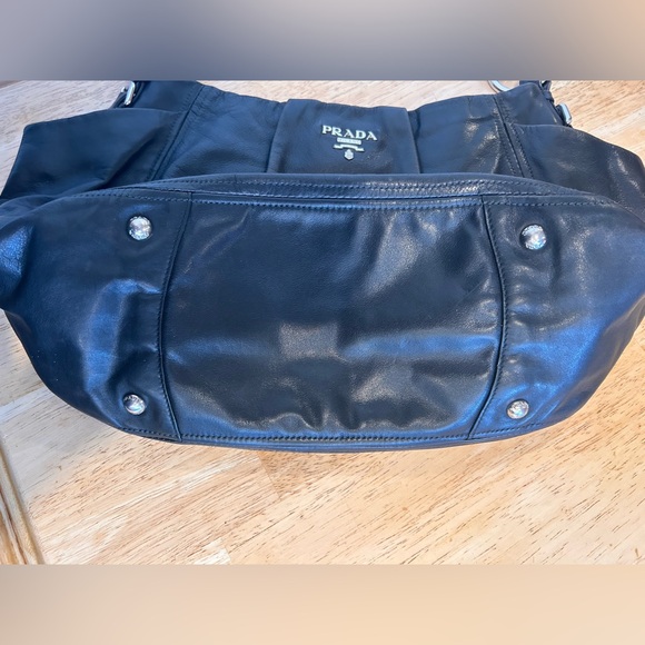 Authentic Prada black with silver accents leather Hobo bag with side pockets - Picture 9 of 16